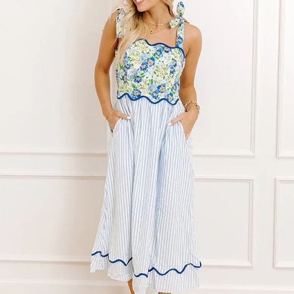 Impressions French Countryside Stripe Midi Dress - Picture 11 of 11